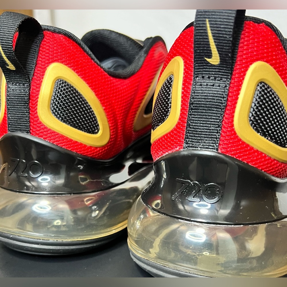 Nike Red and Gold Air Max 720 Sneakers Shoes Sporty Activewear Athletic Gym Run - Picture 10 of 15